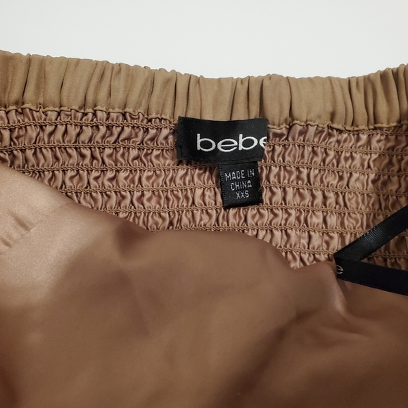 ♡  BEBE Beige Tan Ruffle Strapless Waist Bow Tie Corset Top - Size XXS, … - Picture 4 of 6